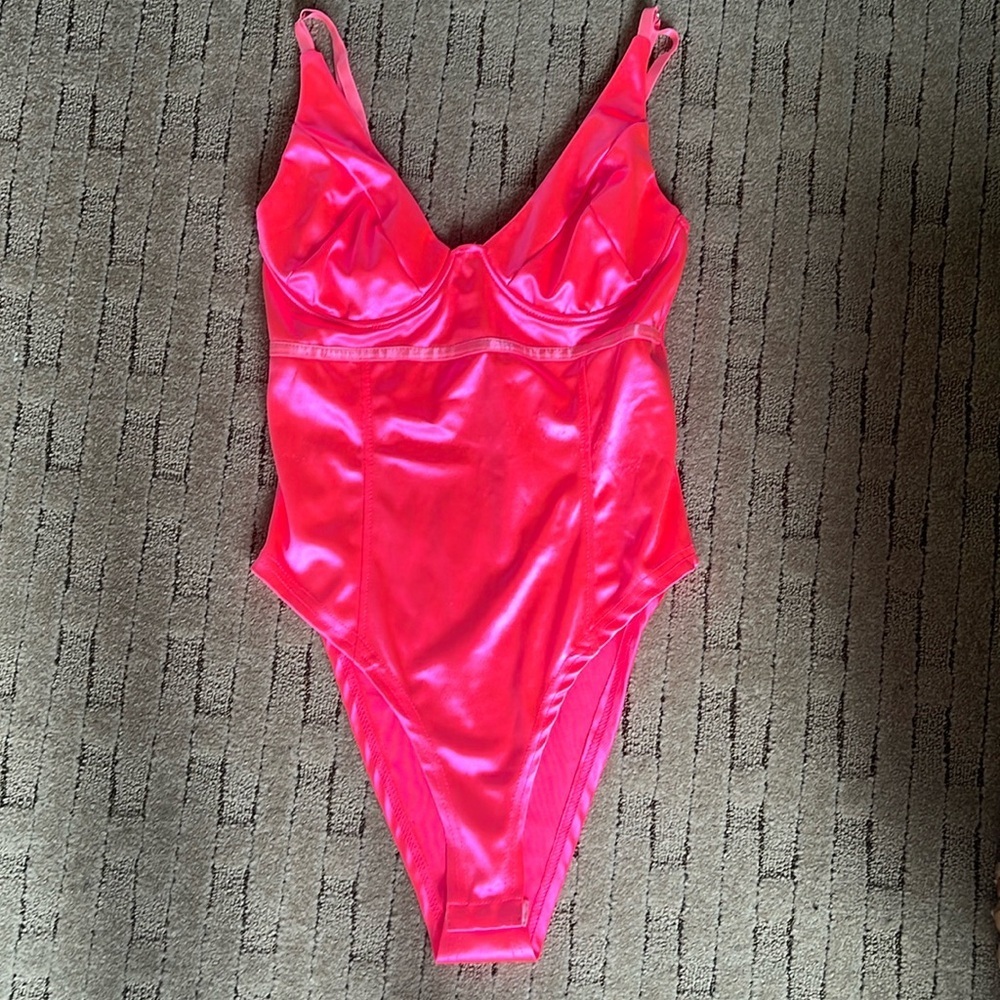 Metallicy pink bustier style bodysuit